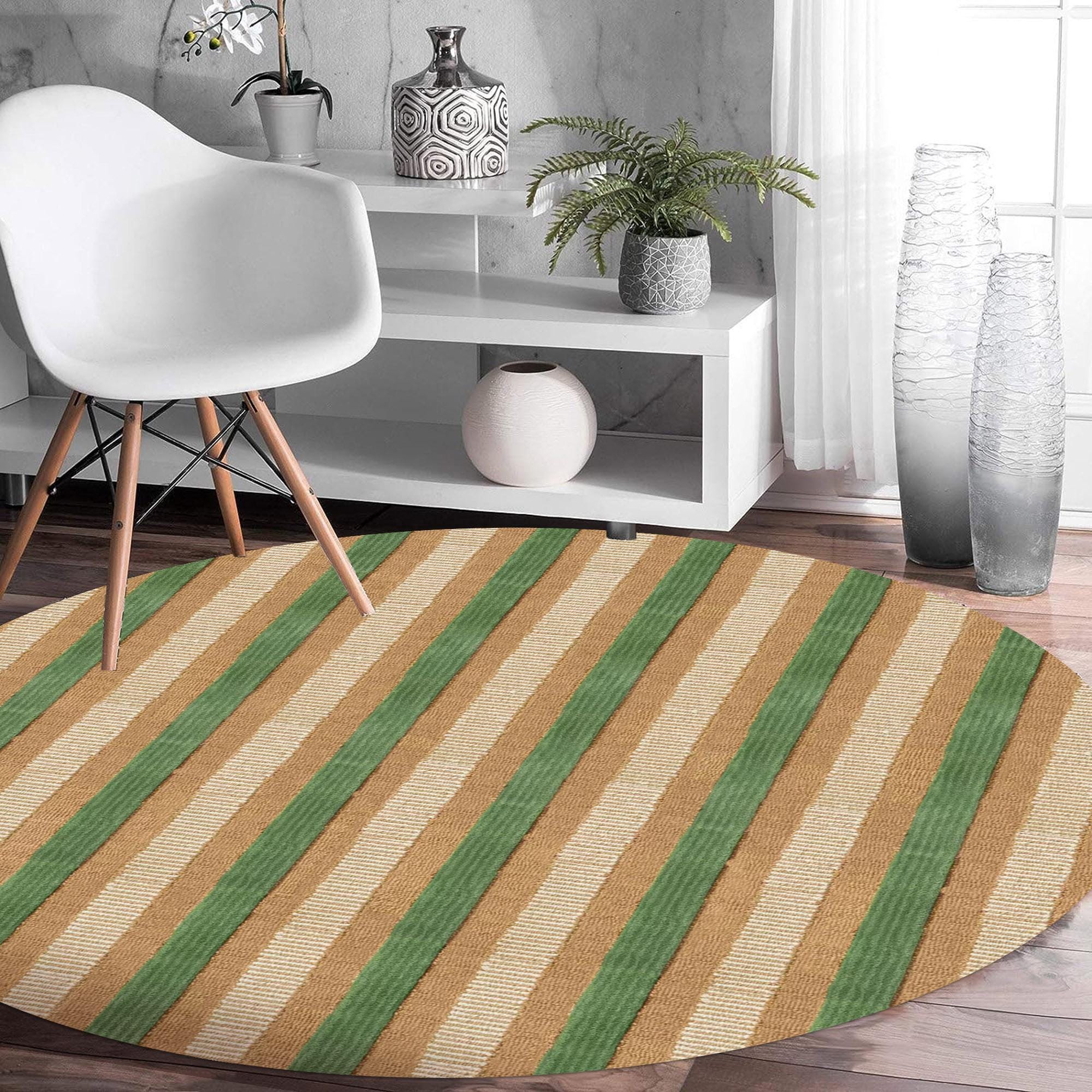 5 Foot Round Rug for Dinning Room: Yellow Mustard Green Rugs Circle ...
