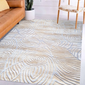 10x14 Viscose Rug, Hand Tufting Carpet, Ivory Wool 9x13, 8x12, 7x10 Geometric Design, Rectangle Shape, Bed, Living, Room Rugs image 1