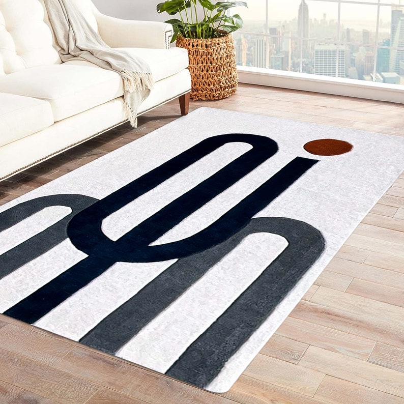 White Area Rug 7x10 ! Hand Tufting ! Geometric Wool ! 8x11, 8x13, 9x12 ! Bed, Living, Room Carpets ! Large Woolen Carpet