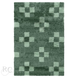 Green Area Rug 8x11 Hand Knotted Carpet Geometric Wool 8x10, 7x10, 6x9 Bed, Living, Room Carpets Rectangular Rugs image 4