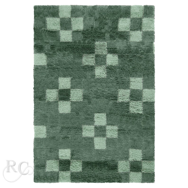 Green Area Rug 8x11 Hand Knotted Carpet Geometric Wool 8x10, 7x10, 6x9 Bed, Living, Room Carpets Rectangular Rugs image 4