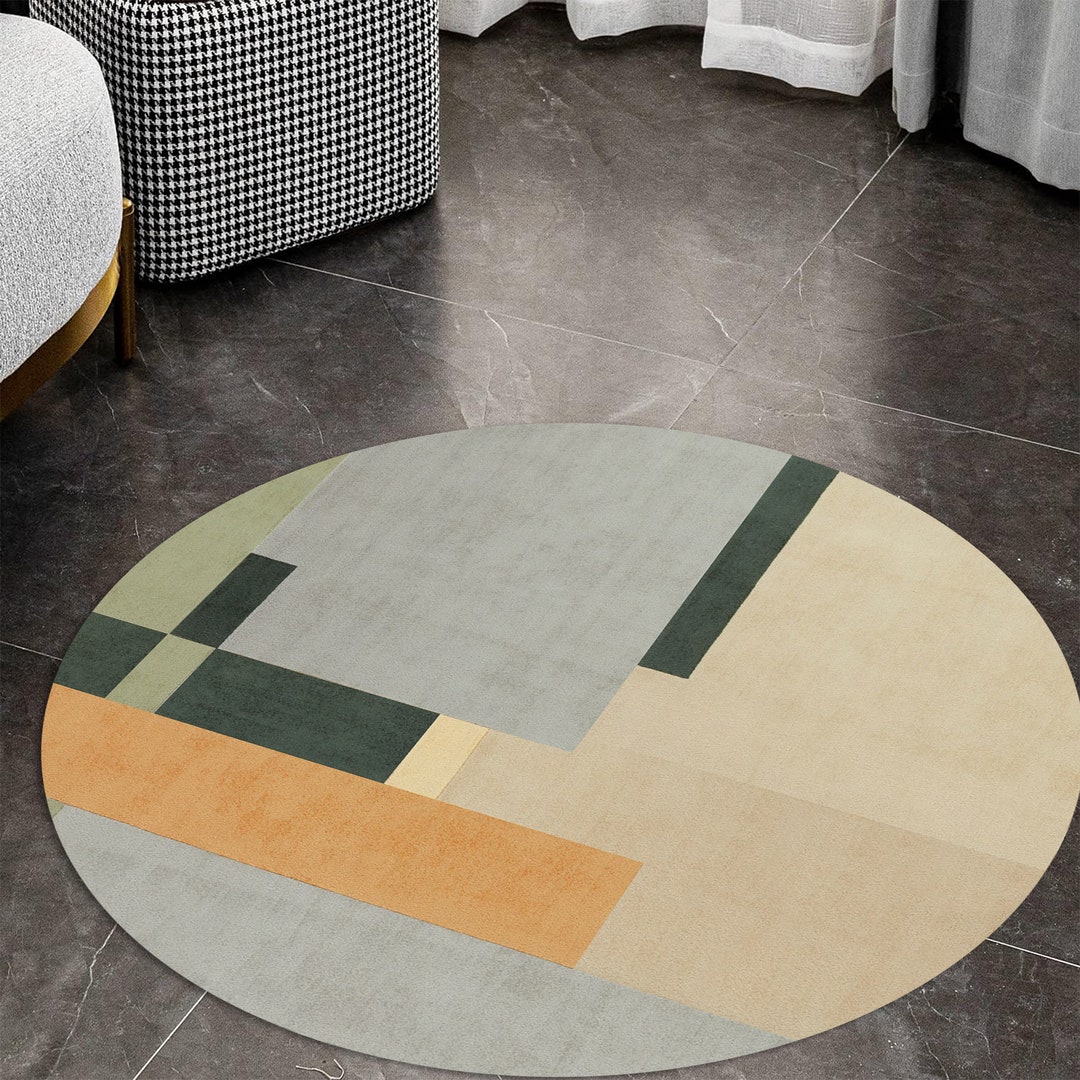 Handmade Round Wool Rug: Geometric Tufted Area Rug - Etsy