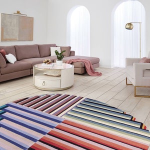 5x7 Oval Wool Rug, Handmade 6x8, 7x10, 8x11 10x14 Living Room Carpet, Tufted Area Rugs, Geometric Design, Bed, Kids Room Carpets image 2