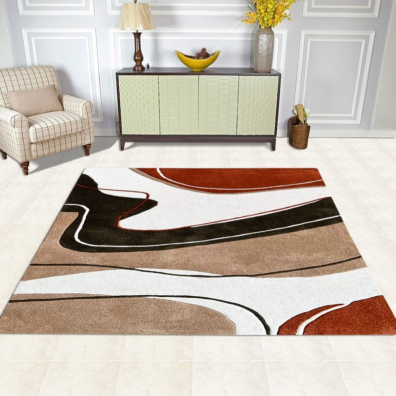 6x8 Abstract Rug ! Hand Tufted Carpet ! 7x10 Hallway Rugs ! 8x11, 9x12, 10x14 ! Bed, Living Room Carpets