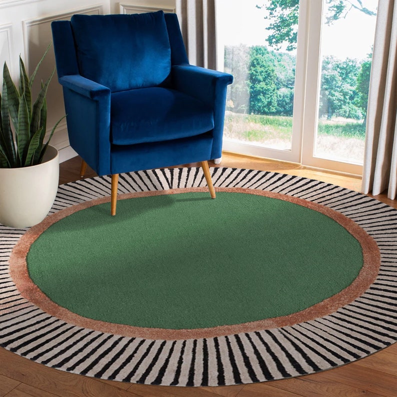 Round Wool Area Rug 8x8: Green Circle Rugs 8x8, 7x7, 5x5 - Etsy