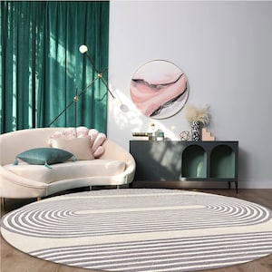 Spiral Area Rug 9x9, Tufted Wool, Ivory Carpet ! 8x8, 7x7, 6x6 ! Handmade, Geometric Design, Bed, Living, Room, Hallway Carpets