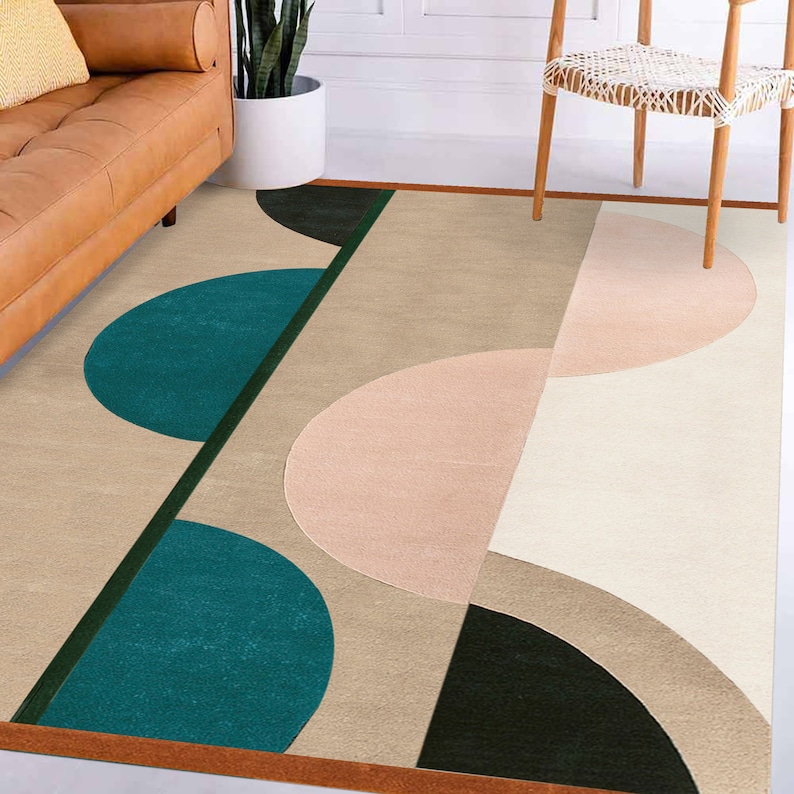 Area Rug 8x10, Hand Tufting, Geometric Wool 7x10, 6x10, 6x9, 5x8 Bed, Living, Kids Room, Hallway Carpet, Rectangular Rugs image 1