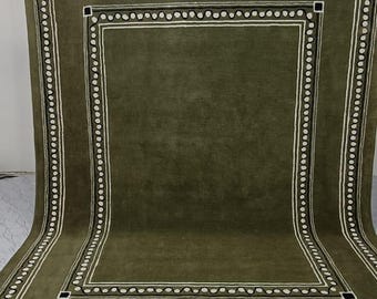 Handgetuft wollen vloerkleed in groen met geometrisch modern patroon, klein formaat: 5x7, 5x8, 6x8