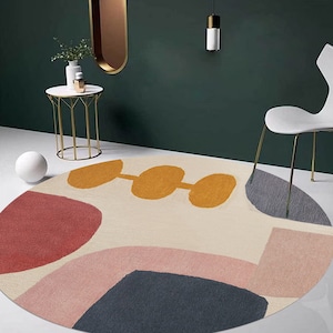 6x6 Round rug for Living room, 7x7, 8x8, 9x9, 10x10, Modern carpet, Hand tufted area rugs, Kids,Living Room, Premium wool