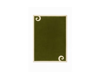 Hand Tufted Wool Rug: Emerald Green Geometric Area Carpet