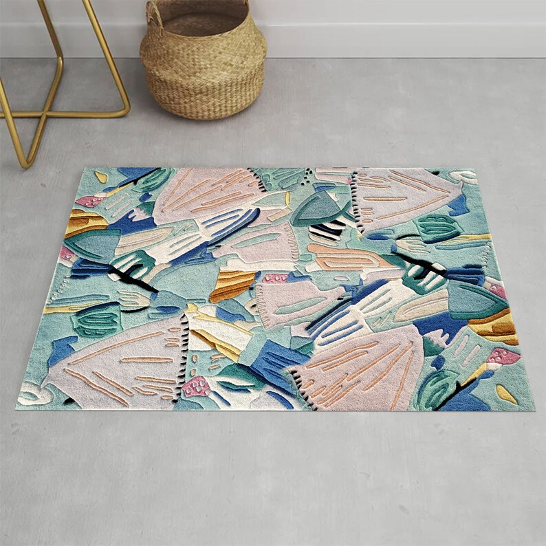 Abstract Area Rug 5x7 6x8, 7x10, 8x11 Hand Tuffed Carpets, 9x13 Living Room Rugs, Rectangle Shape, Bed, Dining, Room, Hallway Carpet image 7