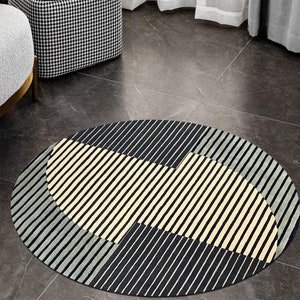 10x10 Round Area Rug Hand Tufted 9x9, 8x8, 7x7 6x6 Bedroom Carpet Geometric Wool Living, Dining, Room, Hallway image 2