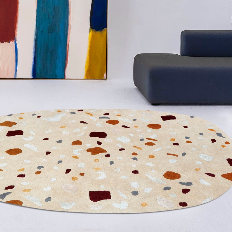 5x7 Oval Rug ! Hand Tufting Carpet ! Abstract Wool ! 6x8, 7x10, 8x11 ! 9x13 Bedroom Area Rugs ! Living Room, Hallway Carpets