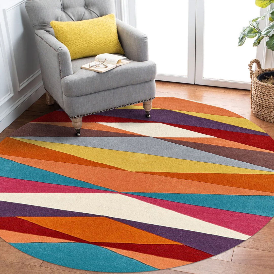 10x10 Tufted Rugs ! Abstract Carpet ! Round Shape ! 9x9, 8x8, 7x7 ...