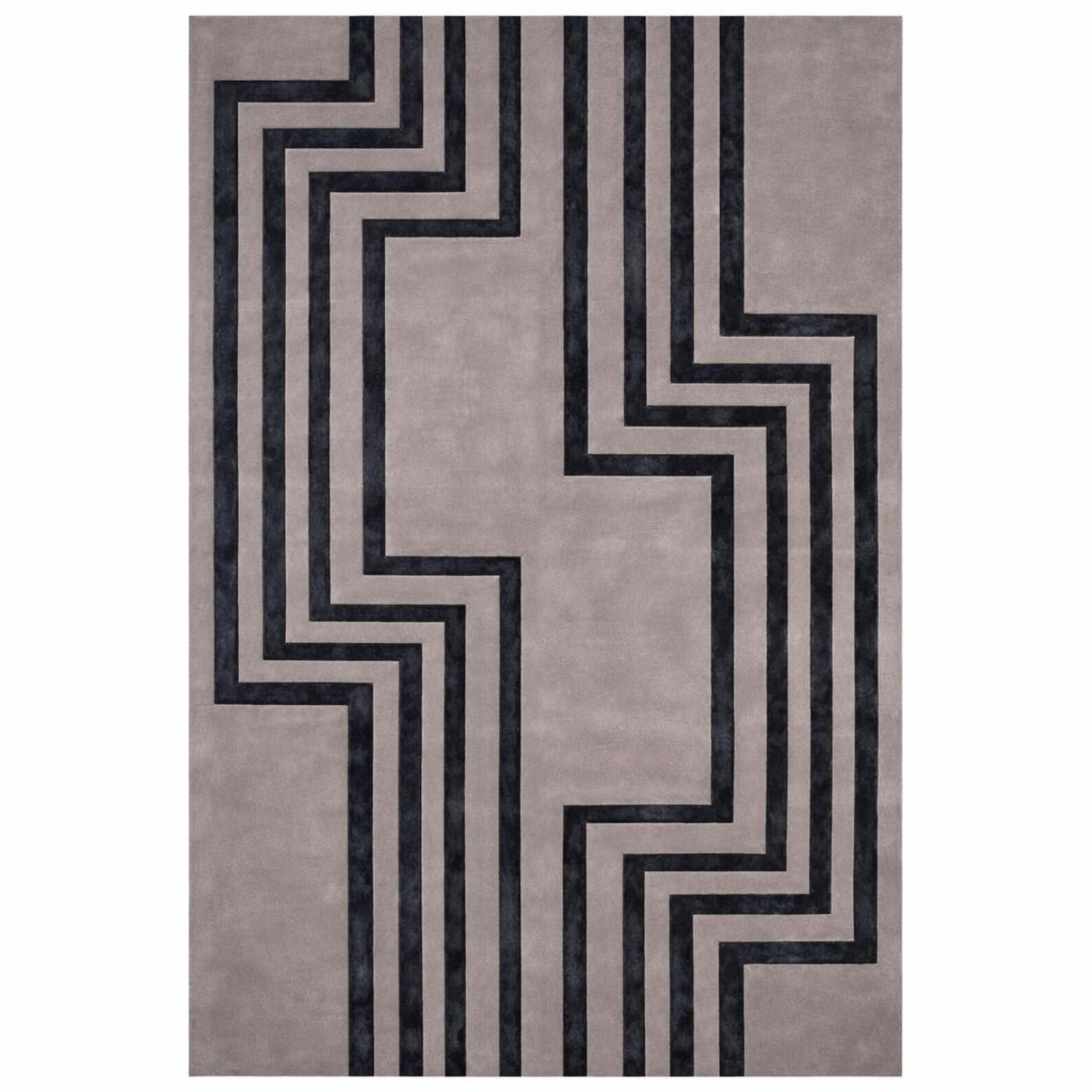 Lined Pattern Rug Grey Modern Hand Tufted Rugs | Abstract Geometric Line Design | 6x9 ...