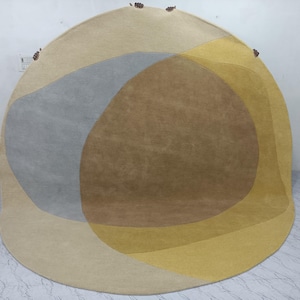 Yellow Round Rug: Hand Tufted Modern Wool Rug 9x9, 10x10 image 1