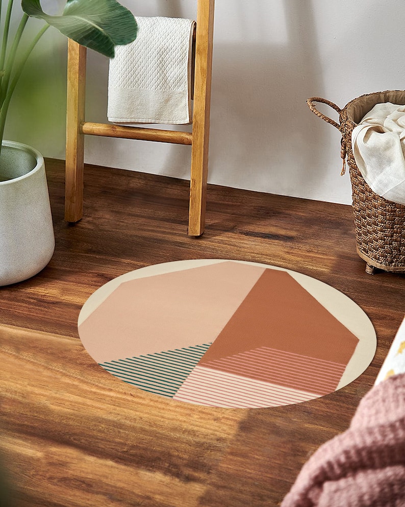 Hand Woven, Geometric Carpet, Round Rug, 9x9, 10x10, 11x11, 12x12, Woven Wool Rugs, Living Room Carpet