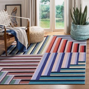 Tufted Wool Rug 6x9 7x10, 8x11, 9x13, 10x14 Geometric Design, Handmade Carpet, Bed, Living, Kids, Room, Hallway Rugs image 3