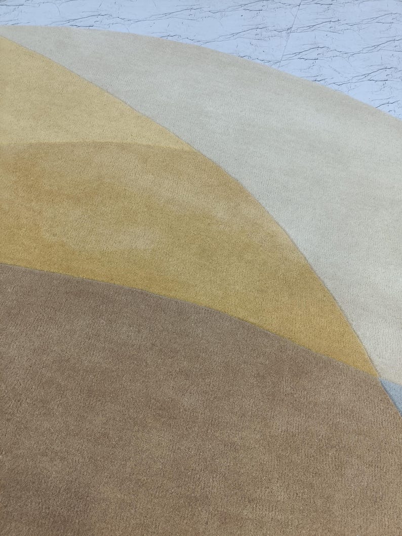 Yellow Round Rug: Hand Tufted Modern Wool Rug 9x9, 10x10 image 15