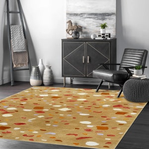 10x14 Viscose Rug, Handmade, Mustard Area Rugs ! 9x13, 8x11, 7x10 ! Tuffed Wool, Abstract, Bed, Living, Room Carpets