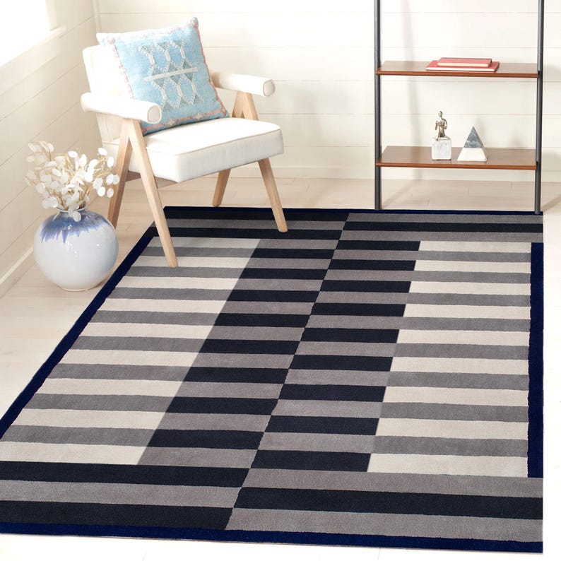 Area Rugs 12x15 Grey and Black Wool 11x13, 11x11, 10x14, 10x10 Bedroom