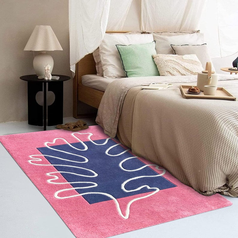 9x13 Pink Area Rug ! Hand Tufting ! Geometric Wool ! 8x11, 7x10, 6x9, 5x8 ! Hallway, Living, Bed, Room Carpet