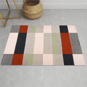 7x10 Woven Rug Geometric Carpet 8x11, 9x13, 10x14 Flat Weave Handmade Rugs Bed, Living Room Carpets image 4