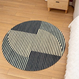 10x10 Round Area Rug Hand Tufted 9x9, 8x8, 7x7 6x6 Bedroom Carpet Geometric Wool Living, Dining, Room, Hallway image 1
