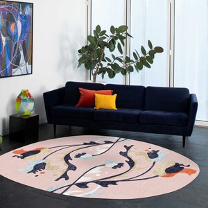 5x7 Pink Rug ! Tufted Wool ! Geometric Design ! 6x8, 7x10, 8x11 ! Oval Area Rugs ! Bed, Living, Hallway Carpet