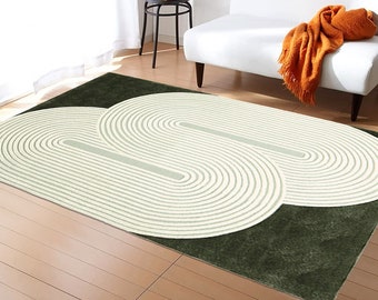 Green Area Rug 5x8, Wool Tufte, Handmade ! 6x9, 7x10, 8x11 ! 9x12 Bedroom Rugs, Geometric Wool, 10x13 Living Room Carpet