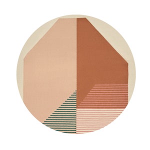 Hand Woven, Geometric Carpet, Round Rug, 9x9, 10x10, 11x11, 12x12, Woven Wool Rugs, Living Room Carpet