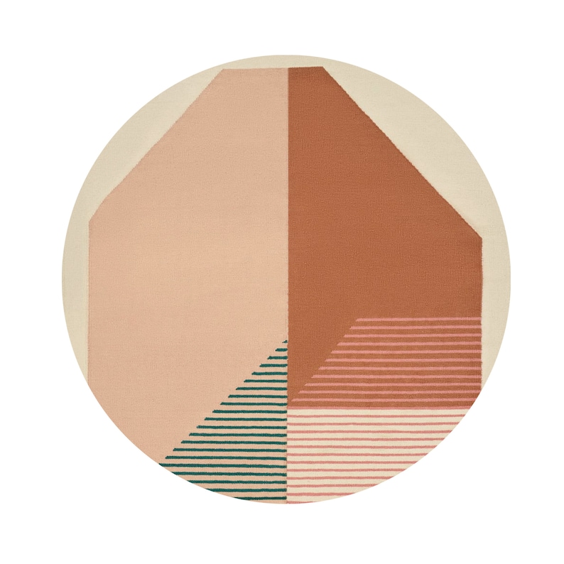 Hand Woven, Geometric Carpet, Round Rug, 9x9, 10x10, 11x11, 12x12, Woven Wool Rugs, Living Room Carpet