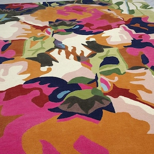 Tufted Floral Rug, Wool Rugs, Modern Rugs, 6x9, 5x7, 8x10, 8x11, Contemporary Carpet, Living Room Rugs, Bedroom Carpet