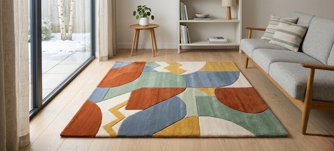 Rcc Rugs Mid-century Modern Abstract Geometric Wool Rug, Large Colorful ...