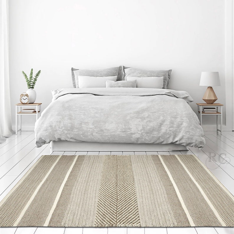 9x13 Area Rug, Flat Weave Carpet, Handmade ! 8x11, 7x10, 6x9 ! Geometric Wool, Woven Rugs for Living, Bed, Room