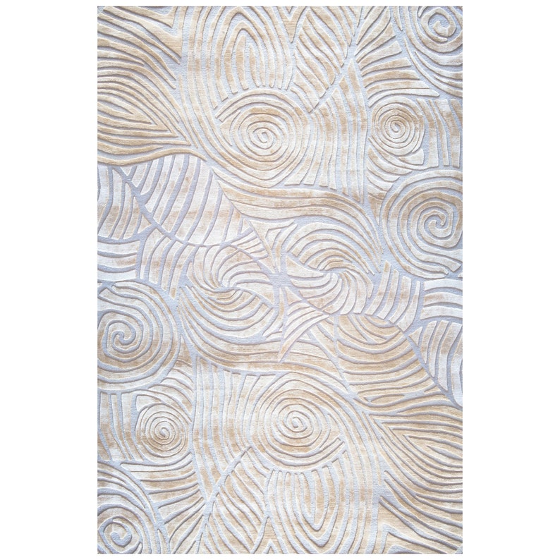 10x14 Viscose Rug, Hand Tufting Carpet, Ivory Wool 9x13, 8x12, 7x10 Geometric Design, Rectangle Shape, Bed, Living, Room Rugs image 6
