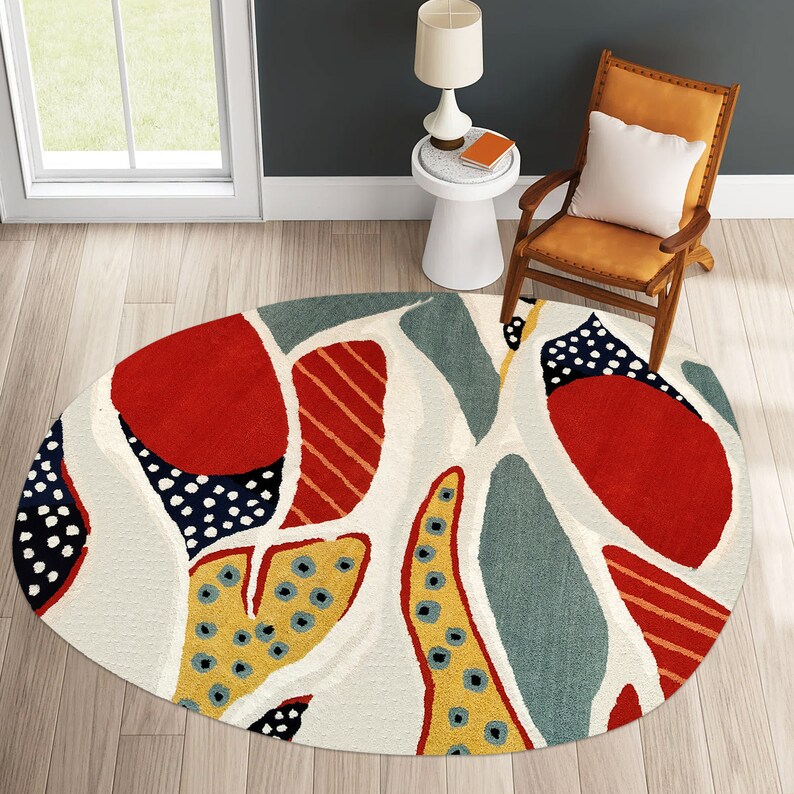 9x13 Oval Wool Rug Hand Tuft 8x11, 7x10, 6x9 5x7 Living Room Carpet Geometric Design 5x8 Bedroom Area Rugs Hallway Carpets image 2