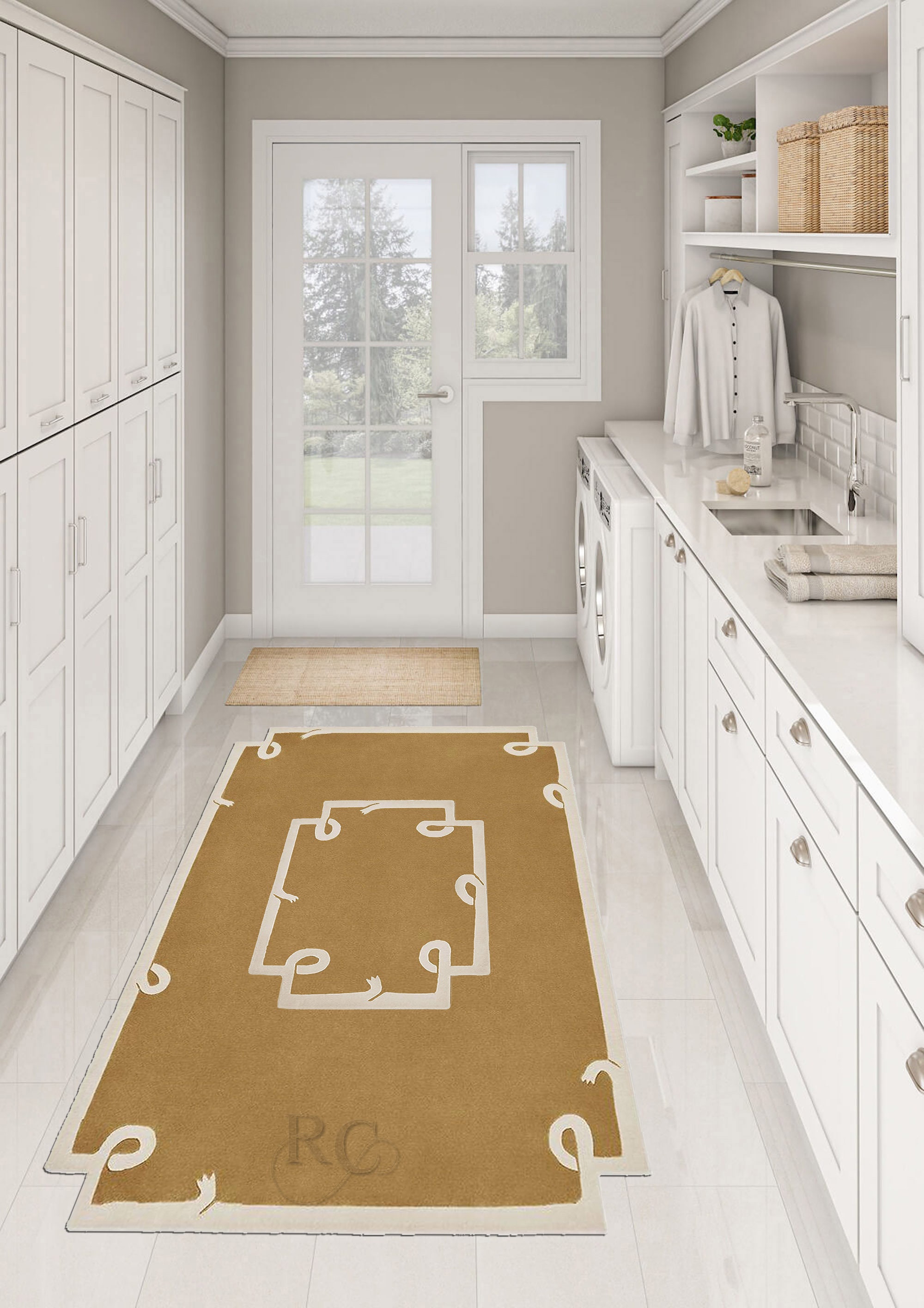 Mustard Area Rug 8x10 Tufted Wool Carpet 7x10, 6x8, 5x7 Hallway Rugs