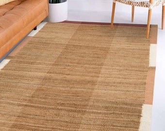 Hand Woven Jute Area Rug: Natural Fiber Flat Weave
