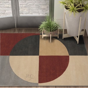 8x10 Geometric Rug ! Handmade ! Grey Area Rugs ! 7x10, 6x9, 5x8 ! Tufted Wool Carpet ! Bed, Living, Room, Hallway Carpets
