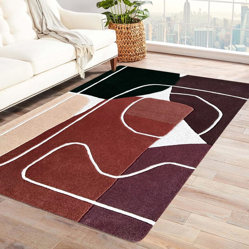 Viscose Rug 9x13, Handmade Tufted, Abstract Carpet ! 8x11, 7x10, 6x9, 5x8 ! Rectangle Shape, Bed, Living, Room