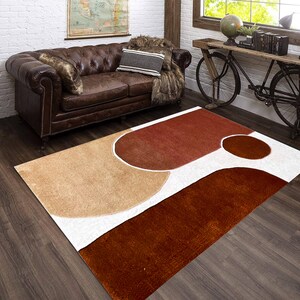 5x8 Viscose Rug, Handmade, White Wool ! 6x8, 7x10, 8x11 ! 9x13 Bedroom Rugs, 10x14 Living Room Carpet, Geometric Design