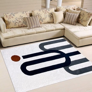 White Area Rug 7x10 ! Hand Tufting ! Geometric Wool ! 8x11, 8x13, 9x12 ! Bed, Living, Room Carpets ! Large Woolen Carpet