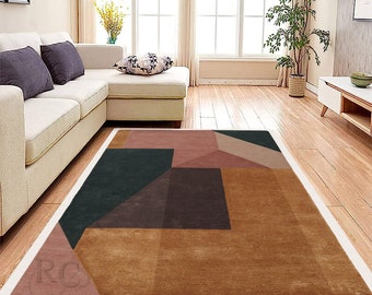 5x8 Tufted wool rug ! Handmade carpet ! Geometric design ! 6x9, 7x10, 8x11 ! Bed, Living, Kids, room ! Rectangular area rugs
