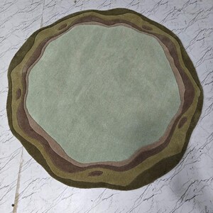 Hand Tufted Round Wool Rug: Green Circle Area Carpet - Etsy