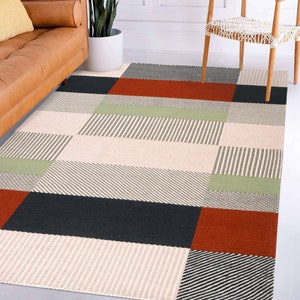 7x10 Woven Rug Geometric Carpet 8x11, 9x13, 10x14 Flat Weave Handmade Rugs Bed, Living Room Carpets image 6