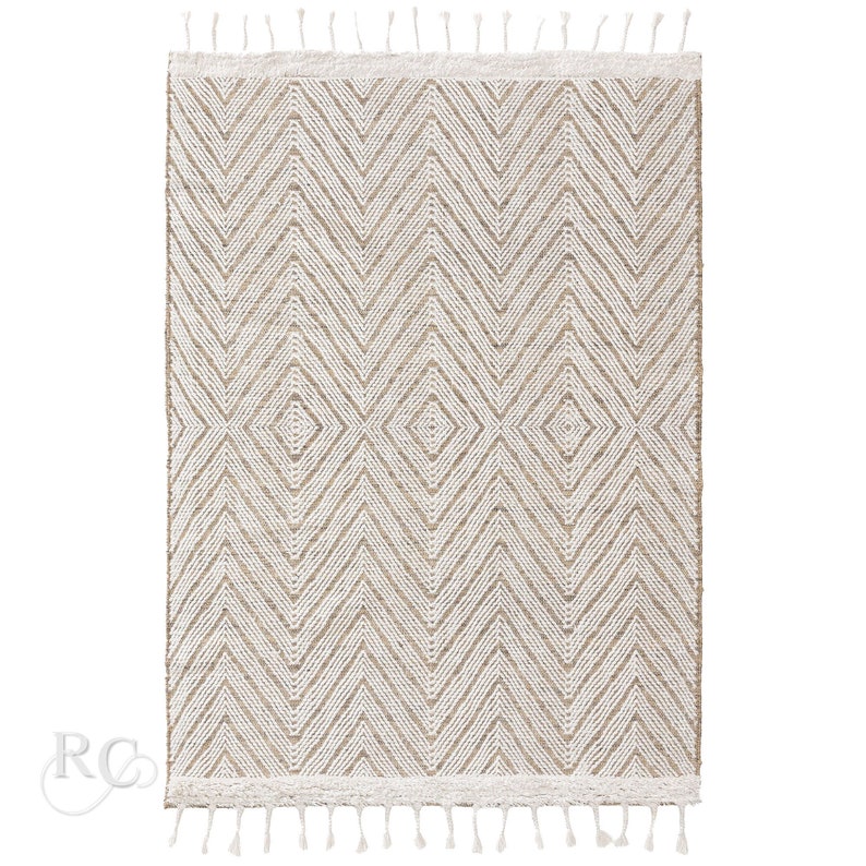 8x10 Handmade Rug, Flat Weave Carpet, Ivory Wool ! 7x10, 6x9, 5x7 ! Bed, Living, Room Carpets, Hand Woven Rugs, Geometric Design