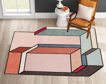 5x7, 5x8 Area rug ! 3D geometric carpet 6x8, 6x9 ! Hand Tuft ! 7x10, 8x11 Wool rugs ! 9x13, 10x14 Hallway Bed, Living, room carpets