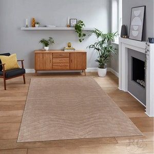 Brown Area Rug 6x9 Hand Tuffed Carpets 7x10, 8x11, 9x13 10x14 Bedroom Carpet Geometric Wool Living, Kids, Room, Hallway Rugs image 4