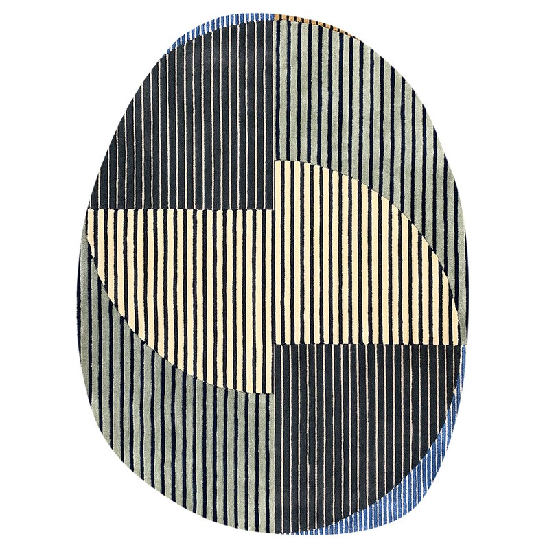 5x7 Oval Wool Rug 6x8, 7x10 Geometric Carpet, Hand Tufting, Bed, Living, Kids, Room, Hallway Area Rugs image 7